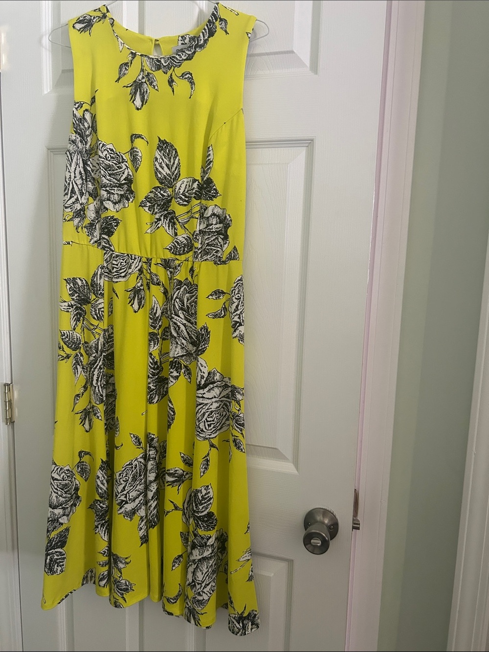 Shelby & Palmer Yellow Dress with Black & White Rose Print